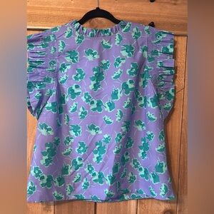 JODIFL Lavender Top with Teal Floral Print